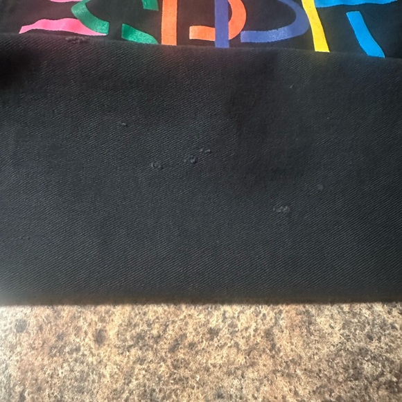 Esprit Vintage Tote Bag Black Multicolor Esprit Logo Front Pocket Handles Casual - Picture 10 of 14